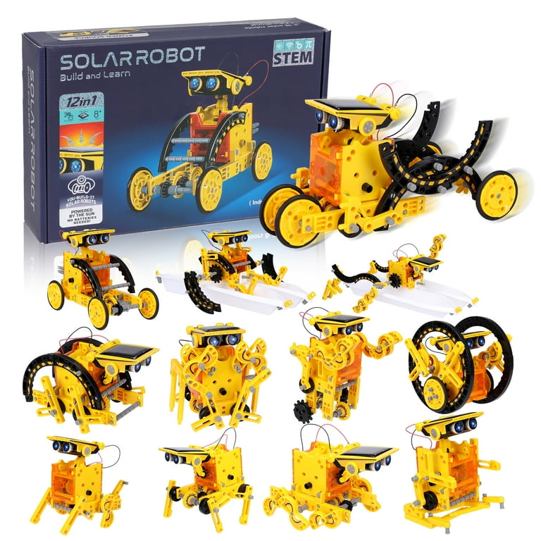 Solar Robot Toys 12-in-1 190 Pieces Solar and Cell Powered in