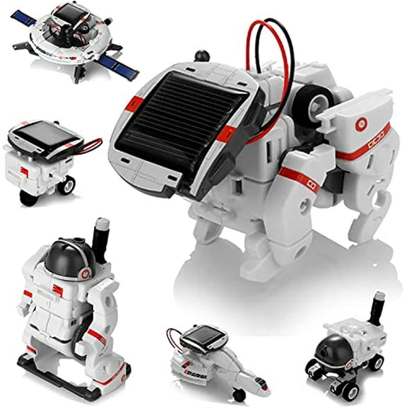 Solar Robot Toys 6 in 1 STEM Learning Kits Educational Space Moon Exploration Fleet Building Experiment Toys DIY Solar Power Science Gift for Teens Aged 8-12