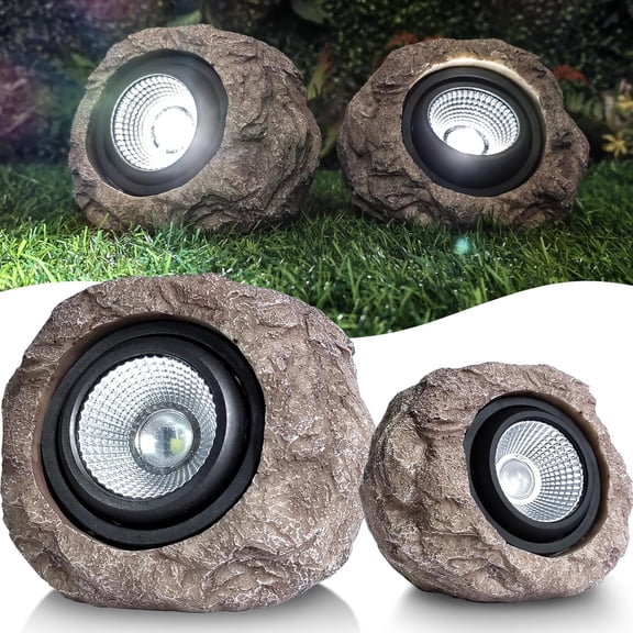 Solar Rock Lights Outdoor Garden - Super Bright LED Solar Spotlights, Solar Landscape Path Decorative Garden Stone Lights for Pathway, Walkway, Yard, Patio (2 Pack)
