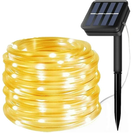 Solar Rope Light Outdoor, 23ft 50 LED Waterproof LED Copper Fairy String Tube Lights for Party Garden Porch Yard Home Wedding Christmas Halloween Holiday Decoration Lighting (Warm White)