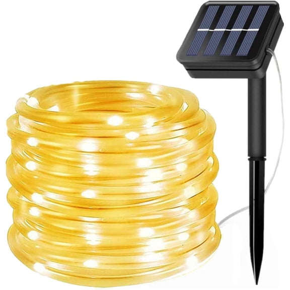 Solar Rope Light Outdoor, 23ft 50 LED Waterproof LED Copper Fairy String Tube Lights for Party Garden Porch Yard Home Wedding Christmas Halloween Holiday Decoration Lighting (Warm White)