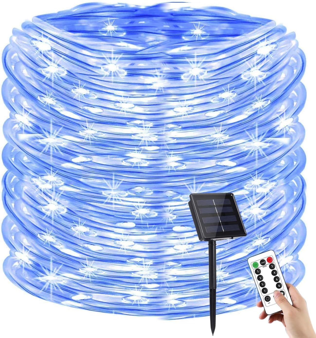 Solar Rope Lights, 1000 LEDs 334ft Waterproof Outdoor String Lights with 8 Modes, Fence, Path, Tree, Wedding & Party Decoration