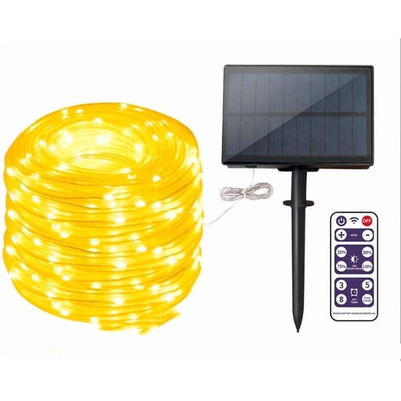 Solar Rope Lights, 12m 100LED Solar Rope String Lights Rope String Lights Solar Outdoor String Lights with Remote Waterproof for Garden