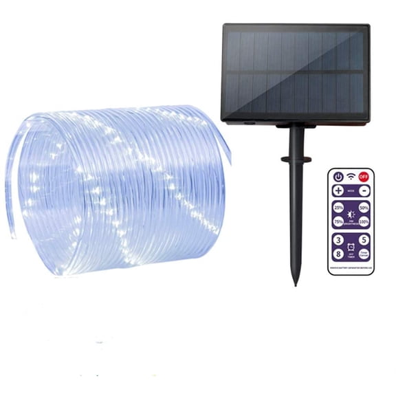 Solar Rope Lights, 12m 100LED Solar Rope String Lights Rope String Lights Solar Outdoor String Lights with Remote Waterproof for Garden