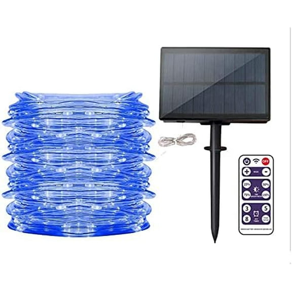 Solar Rope Lights, 12m 100LED Solar Rope String Lights Rope String Lights Solar Outdoor String Lights with Remote Waterproof for Garden