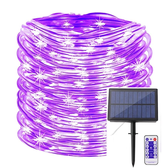 Solar Rope Lights, 12m 100LED Solar Rope String Lights Rope String Lights Solar Outdoor String Lights with Remote Waterproof for Garden