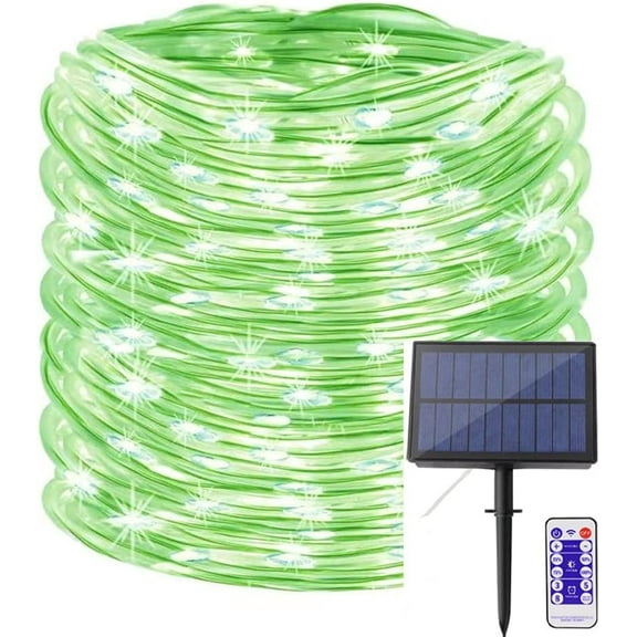 Solar Rope Lights, 12m 100LED Solar Rope String Lights Rope String Lights Solar Outdoor String Lights with Remote Waterproof for Garden