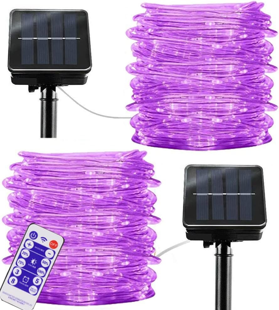 String Lights Rope Solar Rope Lights, 2 Pack 12m 100LED Solar Rope String Lights Rope ...