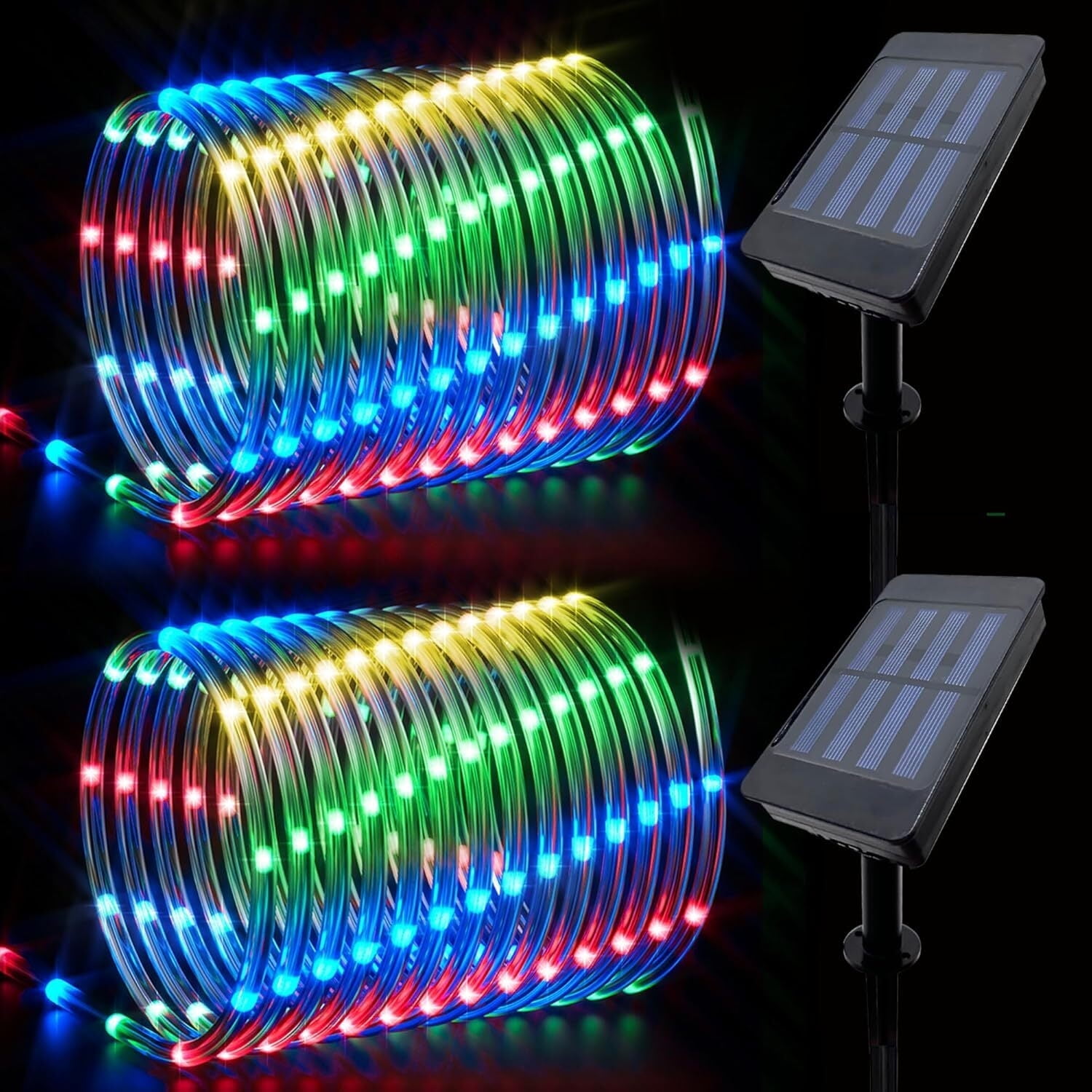 Solar Rope Lights 2 Pack,39FT 100LEDs Multicolored Waterproof Outdoor String Lighting, 8 Modes, for Pathway Pool Patio Garden Palm Tree Christmas Halloween(Multi-Color)