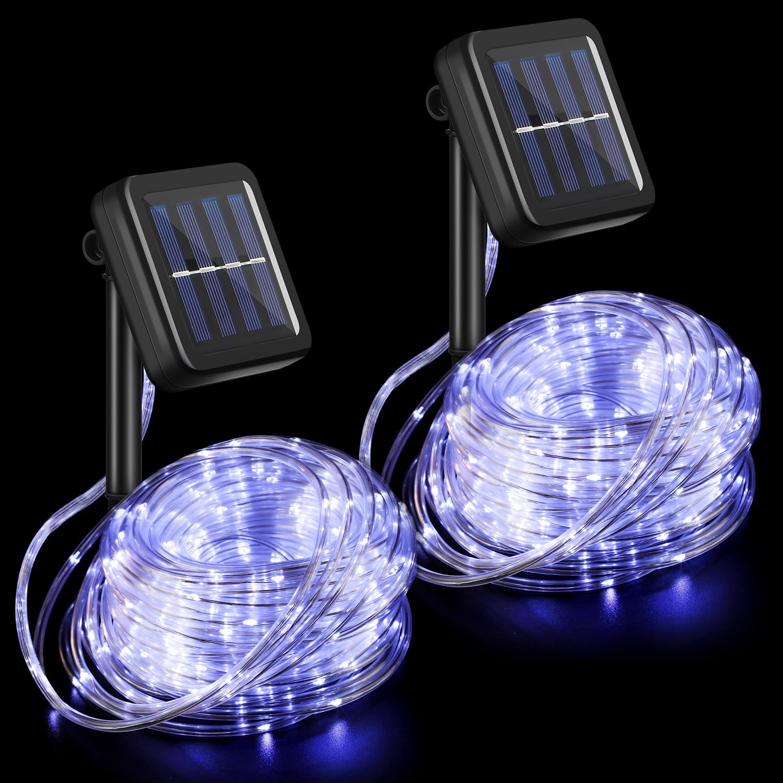 Solar Rope Lights 2 Pieces of 100ft, 300 LED Outdoor String Lights