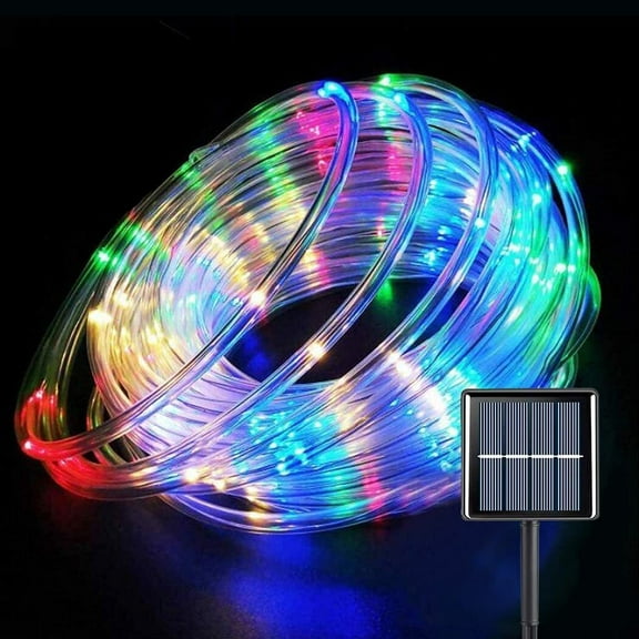 Solar Rope Lights, 23 Ft 50 LED Solar Rope Lights Outdoor Waterproof, 8 Modes Solar String Lights for Patio Pool Garden Wedding Fence Walkway Christmas Decor (Multicolor)