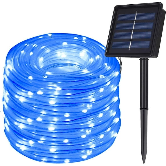 Solar Rope Lights, 23ft 50 LED Waterproof Copper Tube Wire String Lights with 8 Mode for Garden Yard Path Fence Backyard Patio Decoration, Blue
