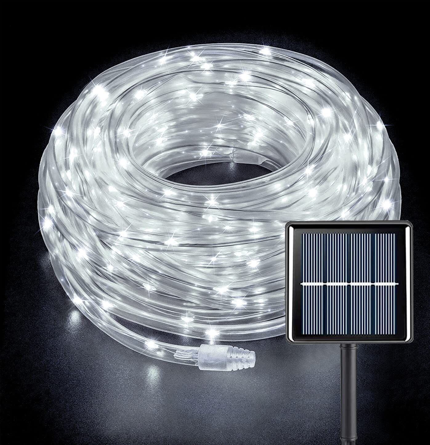 Solar Rope Lights, 33 Ft 100 LED Solar Rope Lights Outdoor Waterproof
