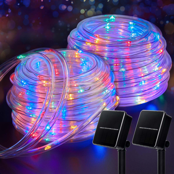 Solar Rope Lights, 39FT 100LED IP65 Waterproof Outdoor Solar String Lights with 8 Lighting Modes for Party, Garden, Yard, Home, Tree Decoration