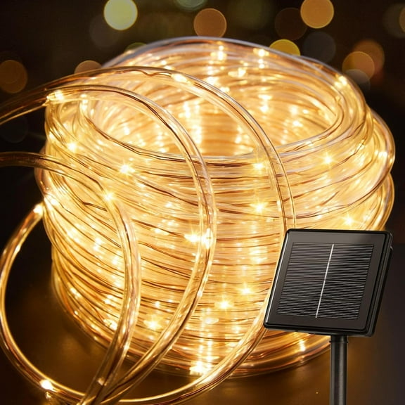 SIISLL Solar Rope Lights 39FT Outdoor, 100 LED Solar Powered String Lights, IP65 Waterproof, 8 Lighting Modes (Warm White) for Garden, Yard, Patio, Party, Holiday & Tree Decoration
