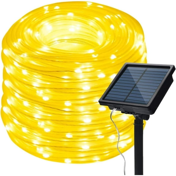 Solar Rope Lights, 50 LEDs 23ft Waterproof Outdoor String Lights with 8 Modes, Solar Powered Garden Lights for Yard, Fence, Path, Tree, Wedding & Party Decoration