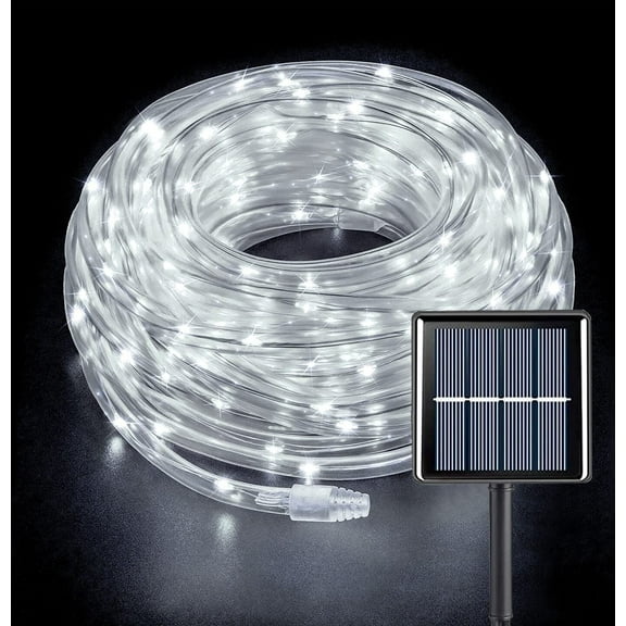 Solar Rope Lights,72 Ft 200 LED Solar Rope Lights Outdoor Waterproof, 8 Modes Solar String Lights for Patio Pool Garden Wedding Fence Walkway Christmas Decor (Cool White)
