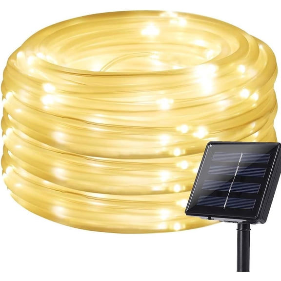 Solar Rope Lights Outdoor, 100 LED Waterproof Tube Light Copper Wire Fairy Lights 8 Modes Tube Light for Garden Fence Patio Yard Party Wedding Decor