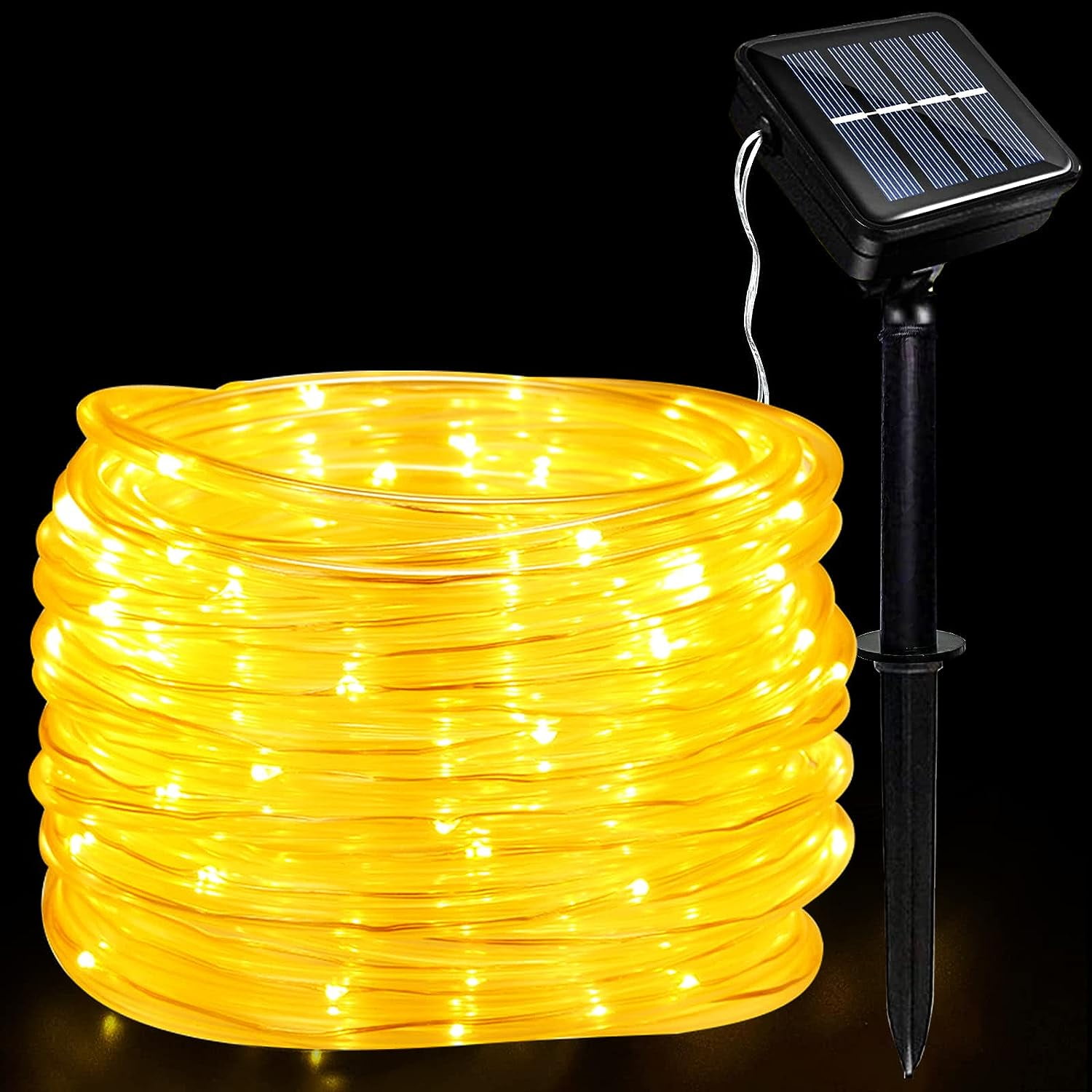 Solar Rope Lights Outdoor ,39ft 100 LED Rope Lights Waterproof , Clear ...