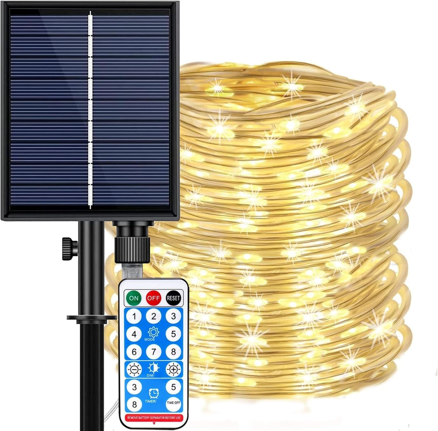 Solar Rope Lights Outdoor Garden 72Ft 200LED 8 Modes Waterproof Tube ...