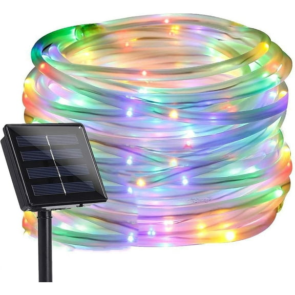 Solar Rope Lights Outdoor Garden Waterproof 16.4Ft 50 LED Tube Fairy Lights 8 Modes Decorative Lights for Patio Holiday Yard Home Wedding Party Festival Christmas