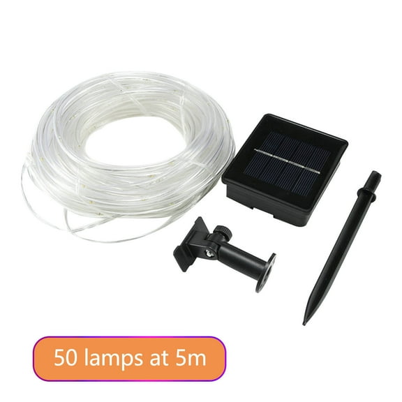 Solar Rope Lights Outdoor String Lights, 16.5 Ft 50 LED Tube Light Waterproof Copper Wire Fairy Lights for Garden Fence Yard Christmas Wedding Party