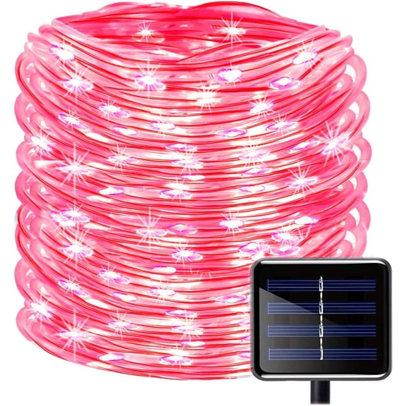 Solar Rope Lights Outdoor Waterproof ,23FT 50LED PVC Tube String Lights with 8 Modes for Garden,Yard, Path, Fence, Stairs, Backyard, Patio Decorative (Red)