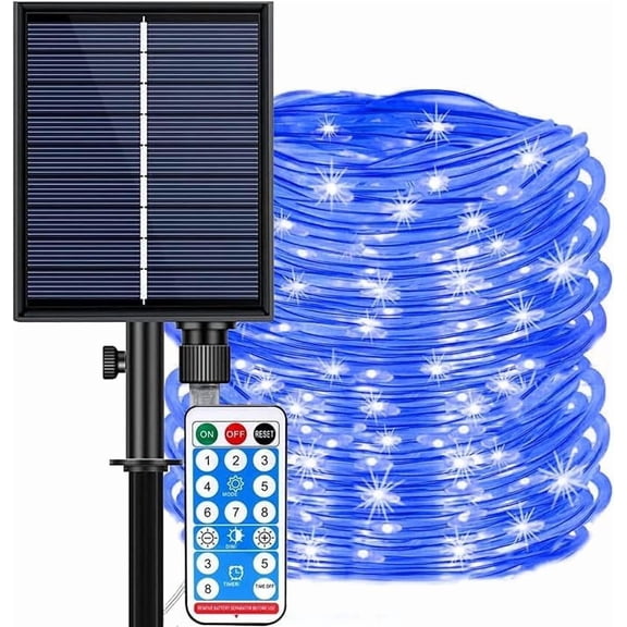 Solar Rope String Lights, 12M/39ft 100LEDs Waterproof Copper Wire Lights Tube with Remote Control,for Garden Yard Path Fence Tree Wedding Party Decorative