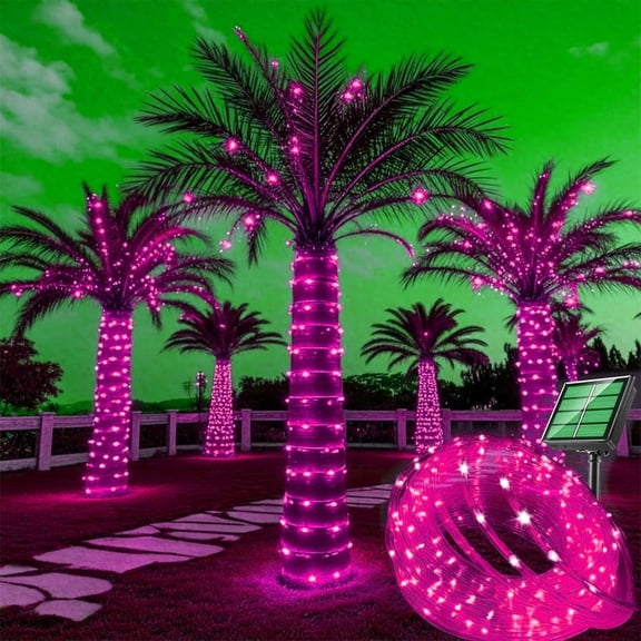 Solar Rope String Lights, 22M/72ft 200LEDs Waterproof Copper Wire Lights Tube, Outdoor Rope Lights for Garden Yard Path Fence Tree Wedding Party Decorative