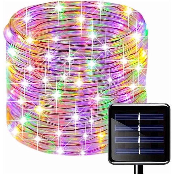 Solar Rope String Lights, 32M/105ft 300LEDs Waterproof Copper Wire Lights Tube, Outdoor Rope Lights for Garden Yard Path Fence Tree Wedding Party Decorative