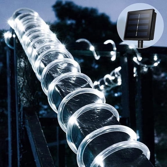 Solar Rope String Lights, 7.5M/25ft 50LEDs Waterproof Copper Wire Lights Tube, Outdoor Rope Lights for Garden Yard Path Fence Tree Wedding Party Decorative