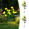 thumbnail image 1 of Solar Rose Flower Lights 2 Pack 5 Head Outdoor 27.95in Villa Garden Patio Lawn Ground Plug Waterproof Decorative LED for Holiday Party Landscape Pathway, 1 of 5