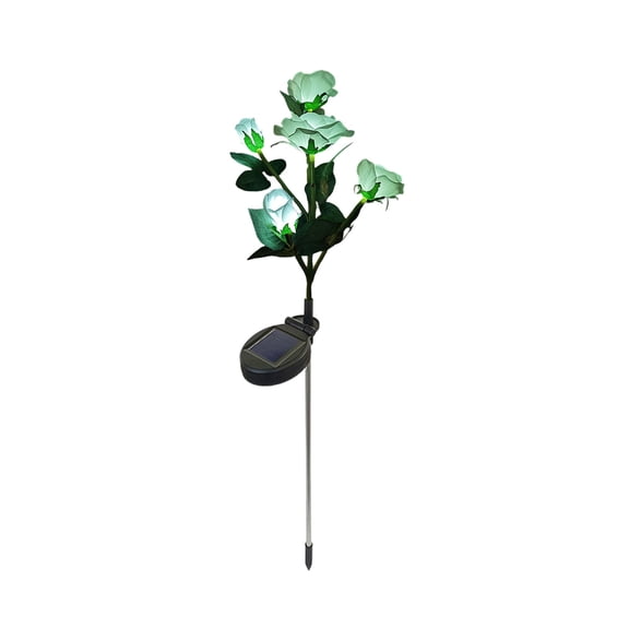 Solar Rose Flower Stake Lights Outdoor Garden Landscape Decoration, Artificial Flower Lawn Pathway Lighting With Automatic Dusk To Dawn Sensor Waterproof Yard Decorative Ground Lights