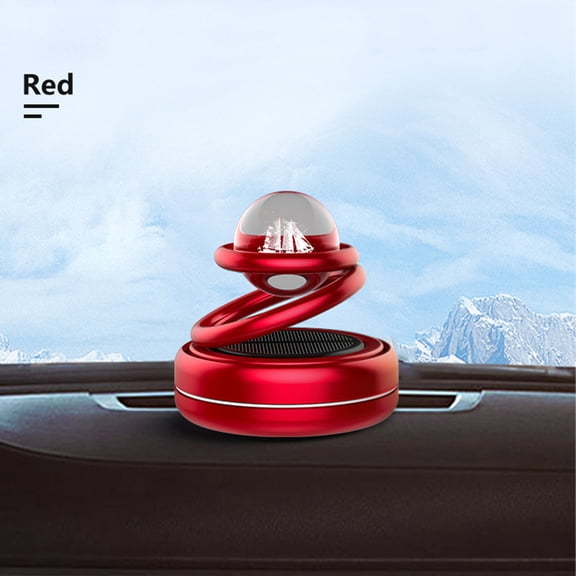Solar Rotating Car Ornaments, Aluminum Star Suspension, Solar-Powered Car Aromatherapy Freshener, Rotating Fragrance, Crystal Ball Decoration for Car Interior