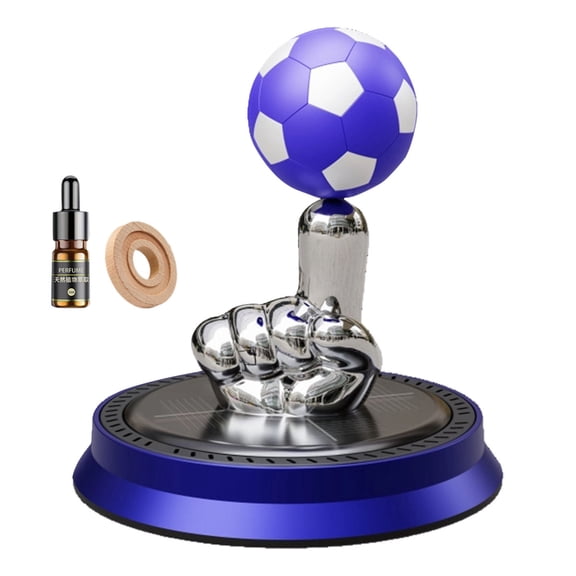 Solar Rotating Soccer Ball Aromatherapy Diffuser Ornament Solar Powered 360° Rotating Car Air Freshener With Essential Oil And Pad For Car Interior Decoration(Blue-One Size)