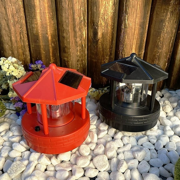 Solar Rotating Tower Light,360 Degree Rotating Lighthouse Beacon,Solar Powered Lighthouse,Outdoor Waterproof Solar Powered Lighthouse Lights for Garden Balcony Patio Yard