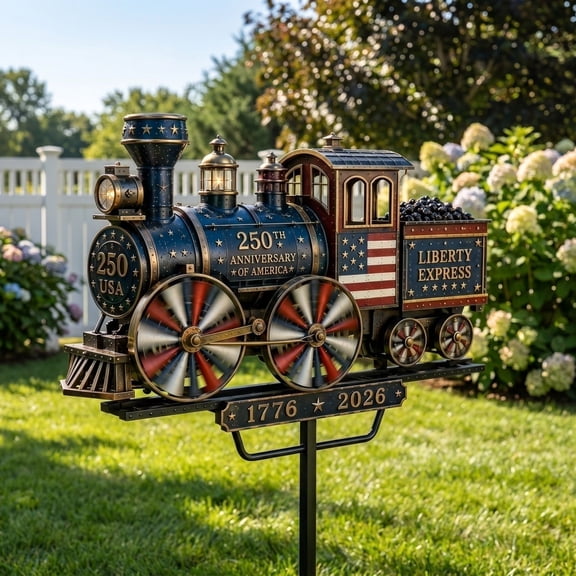 Solar Rotating Train Windmill Garden Stake Light 2D Outdoor Decor 6.69*36.61in