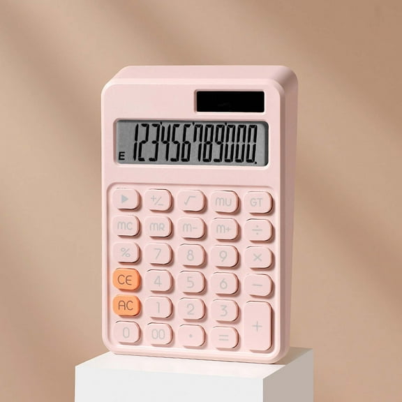 Solar Scientific Calculator - 12-Digit LCD Display Candy Color Keys Dual Power Source Portable Office Calculator Energy Efficient Math Tool(A-Pink)