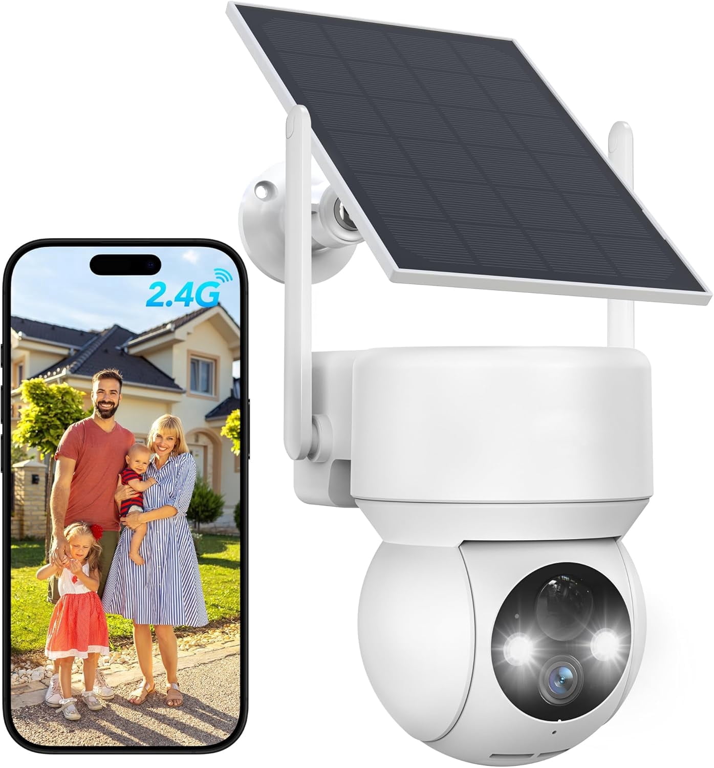 Solar Security Camera  360 Wireless Outdoor Surveillance with 1080P Color Night Vision, PIR+AI Detection, Two-Way Talk, Siren & Spotlight, IP65 Weatherproof, No