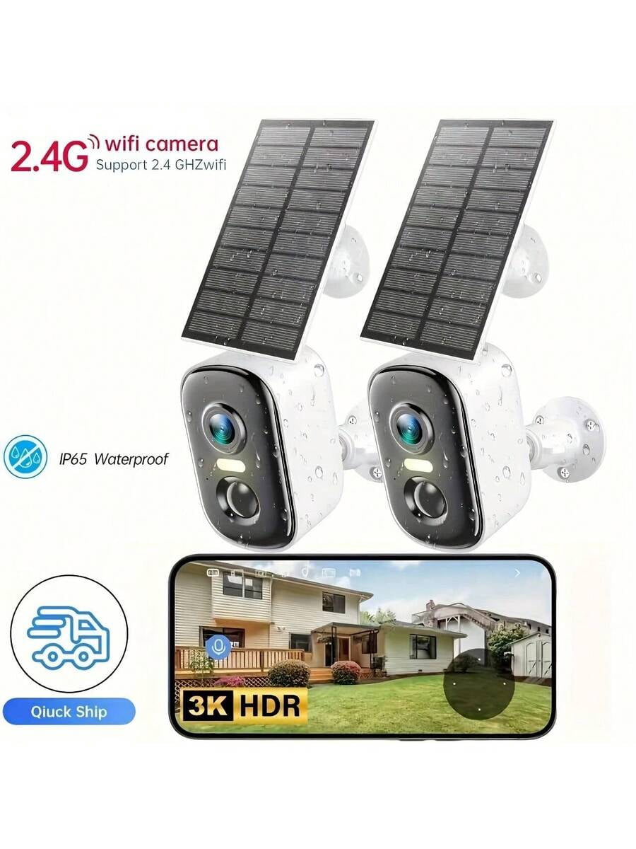 Solar Security Camera 3K Wireless Outdoor IP65 Waterproof, AI Motion ...