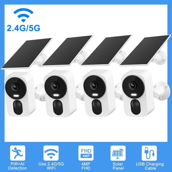 Solar Security Camera 4MP with Color Night Vision, Two-Way Audio, Motion Detection, Wireless & Solar Powered, SD/Cloud Storage, Works with Alexa Google