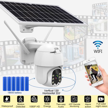 Solar Security Camera , DFITO  1080P Outdoor Wi-Fi Wireless Solar Camera with 2K Night Vision, Motion Detection, AI Human Detection and Siren