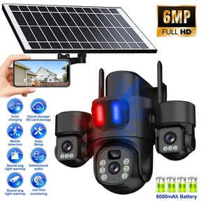 Kepeak 6MP WiFi Solar Security Camera, Triple Lens Outdoor Camera with 3-Screen View, PIR Motion Detection, Color Night Vision and 2-Way Audio