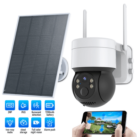 Solar Security Camera Outdoor,Kepeak 2MP Outdoor Surveillance Camera with Battery,360° View, Color Night Vision, 2-Way Talk