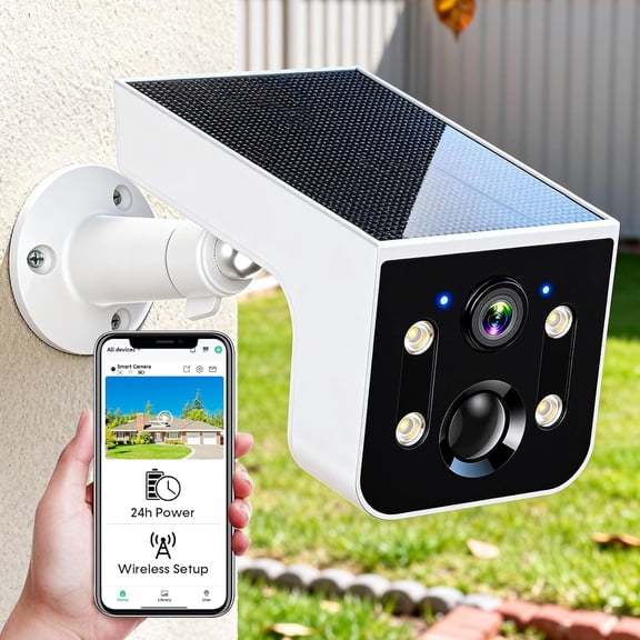 Solar Security Camera Outdoor Wireless: 2K QHD, AI Motion Detection Color Night Vision & 2-Way Audio - IP67 Waterproof Wire-Free WiFi Camera for Home Front Door Backyard Driveway Garage Patio