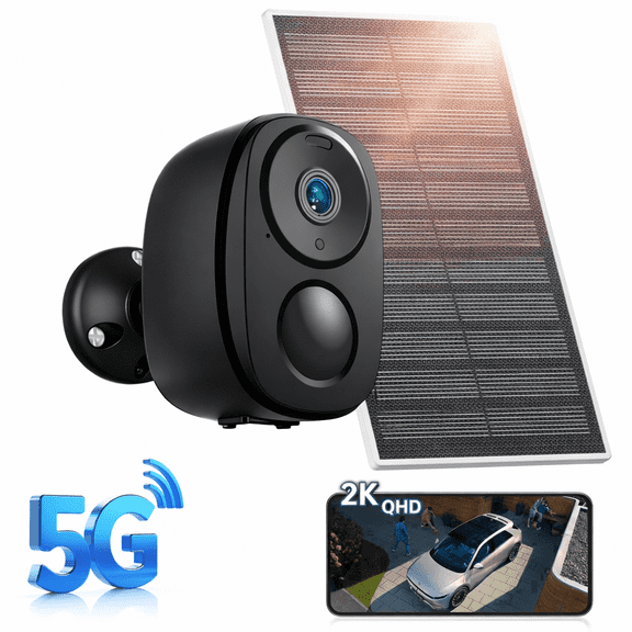 Solar Security Camera Wireless Outdoor - FHD 2K Battery Powered Cameras for Home Security Outside, 2.4G&5G WiFi Surveillance Indoor, AI Motion Detection, Color Night Vision, 2-Way Talk, Waterproof