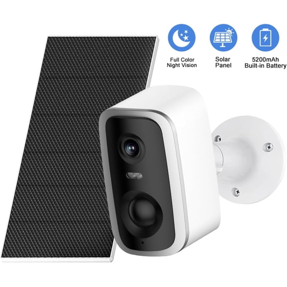 Solar Security Camera Wireless Outdoor,Solar/Baterries Power & 360°Auto-Tracking,4MP Color Night Vision,AI Human/Vehicle Detection,2-Way Audio,SD/Cloud Storage