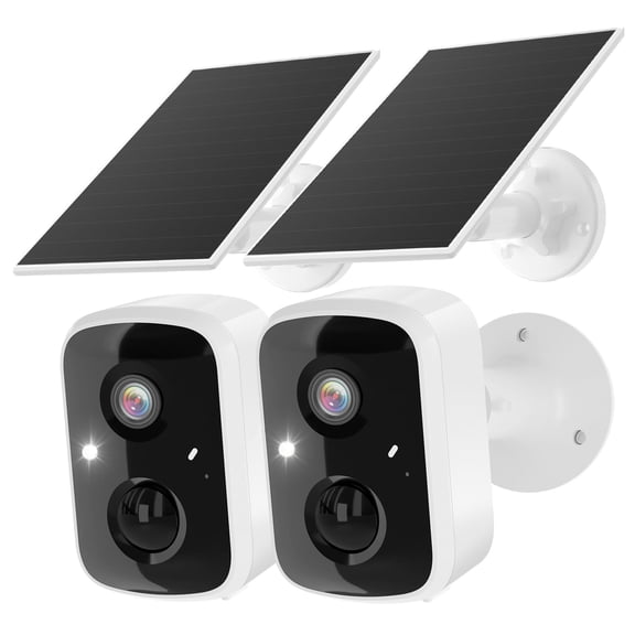 Solar Security Cameras Wireless Outdoor 2 Pack, Battery Powered 3K 4MP wifi Cameras for Home Surveillance, PIR/AI Motion Detection, Waterproof, Color Night Vision, 2-Way Audio, Cloud/SD Storage