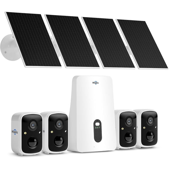Solar Security Cameras Wireless Outdoor, 4 Cam-Kit, No Subscription, Expandable to 10CH, Wireless Home Security Camera System with 2K Color Night Vision, PIR/AI Detection, IP66, 2.4G & 5G WiFi