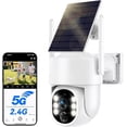 thumbnail image 1 of Solar Security Cameras Wireless Outdoor, 2K 2.4G/5G Solar Camera Outdoor Wireless, Battery Powered Wire-Free WiFi Cameras for Home Security, 360° PTZ, AI Human Detection, Color Night Vision, 1 of 10